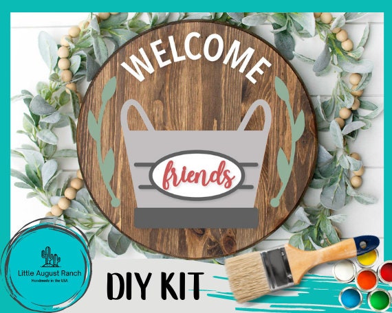 Welcome Flower Basket Door Hanger DIY Kit - Paint Kit Wall Hanging