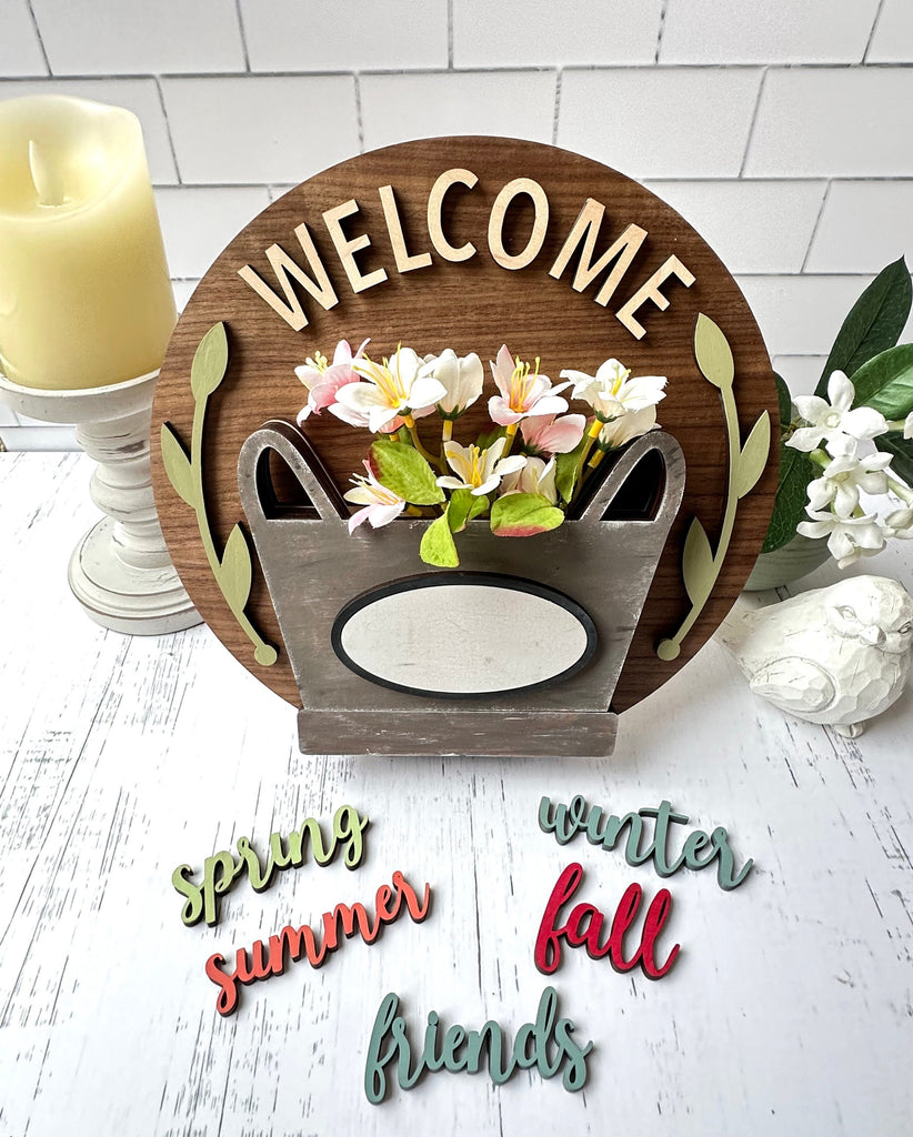 Welcome Flower Basket Door Hanger DIY Kit - Paint Kit Wall Hanging