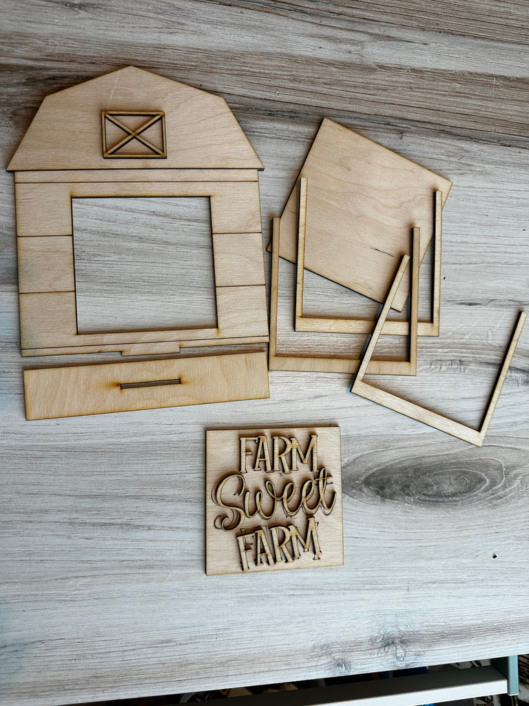 Barn Frame for Interchangeable Wood Tiles - Farm Sweet Farm