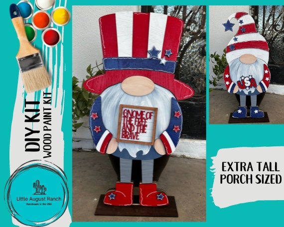 Tall Porch Gnome 4th of July Gnome Outfits- Patriotic Interchangeable Gnomes