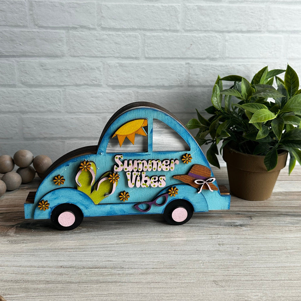 Summer Vibes Beach Add On for DIY Interchangeable Car Wood Paint Kit - BASE Set