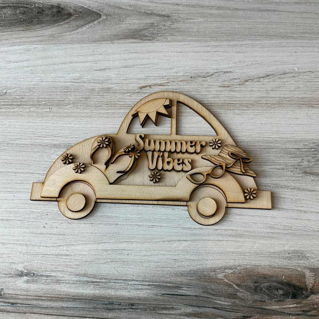 Summer Vibes Beach Add On for DIY Interchangeable Car Wood Paint Kit - BASE Set