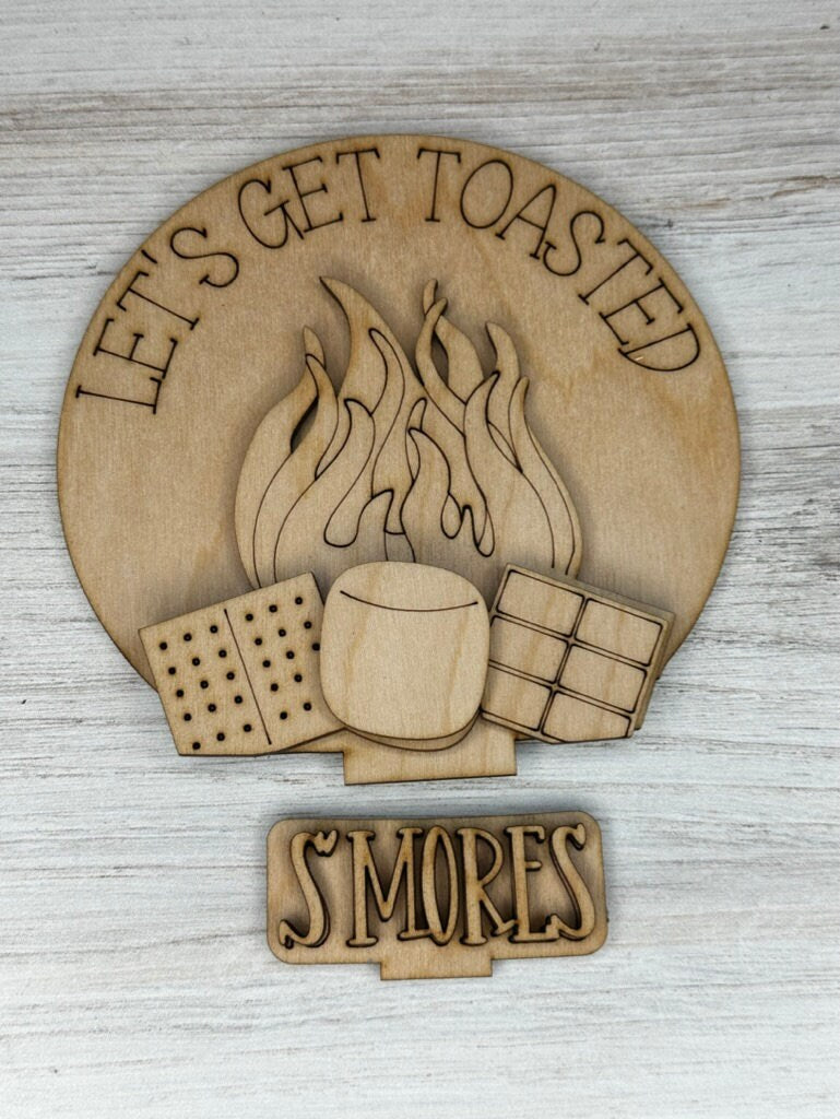 S'More Let's Get Toasted Insert for Snow Globe DIY Interchangeable Decor Inserts - Wood Paint Kit