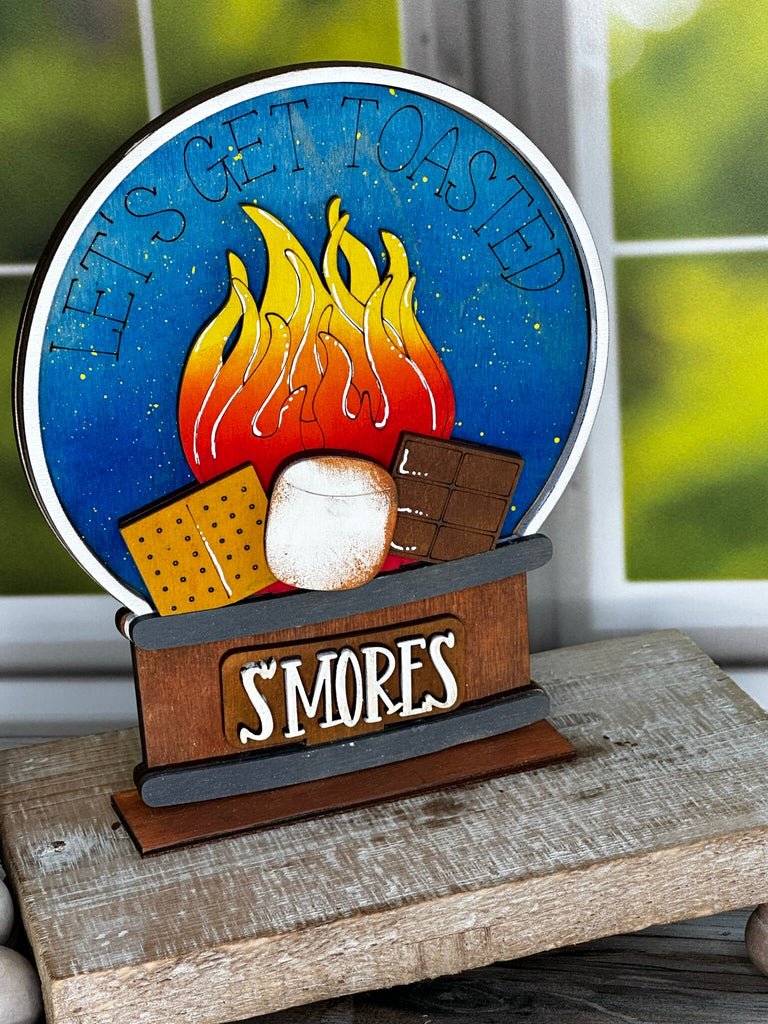 S'More Let's Get Toasted Insert for Snow Globe DIY Interchangeable Decor Inserts - Wood Paint Kit