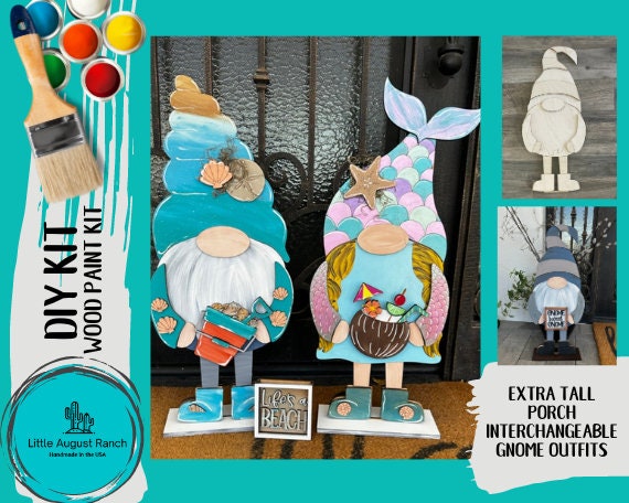 Tall Porch Gnome Mermaid Beach Outfits- Ocean Interchangeable Gnomes