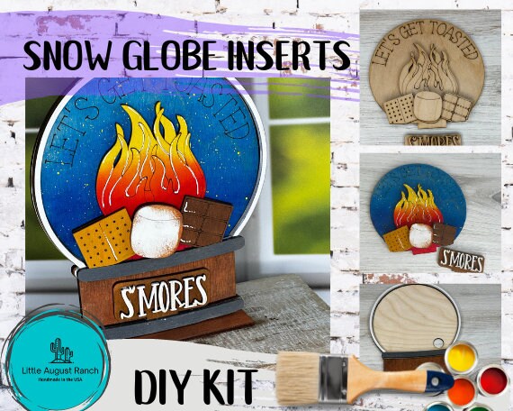 S'More Let's Get Toasted Insert for Snow Globe DIY Interchangeable Decor Inserts - Wood Paint Kit