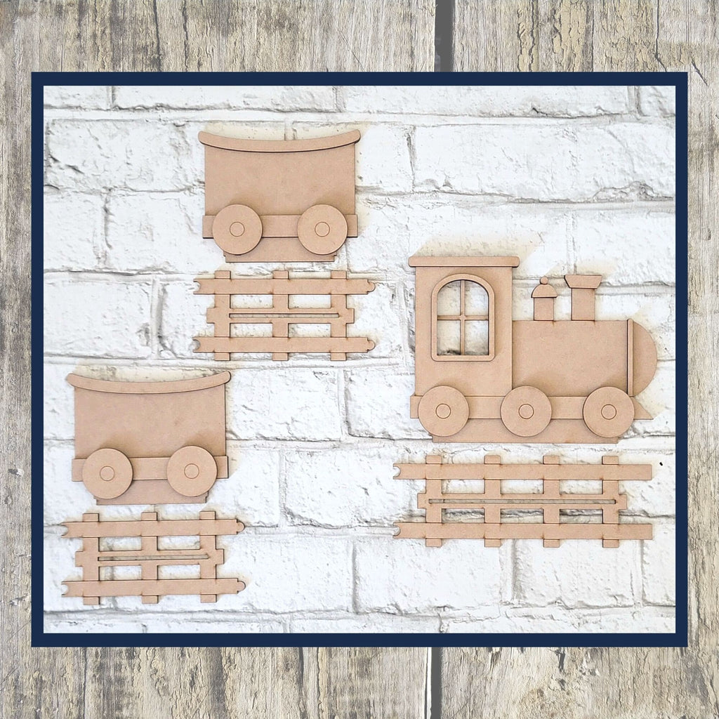 Christmas Train with Tracks - DIY Wood Blank Paint Kit