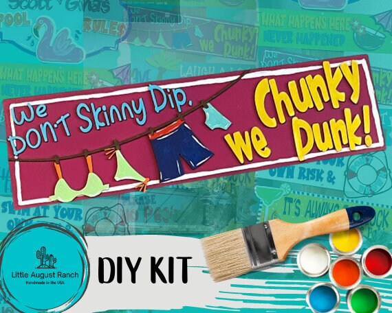 Chunky Dunk DIY Tiki Pool Rules Sign Paint Kit - Backyard Wood Sign DIY Paint Kit