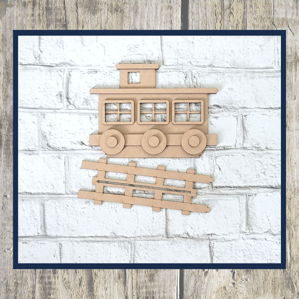 Christmas Train with Tracks - DIY Wood Blank Paint Kit