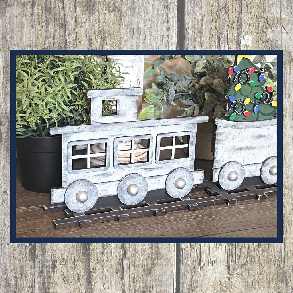 Christmas Train with Tracks - DIY Wood Blank Paint Kit