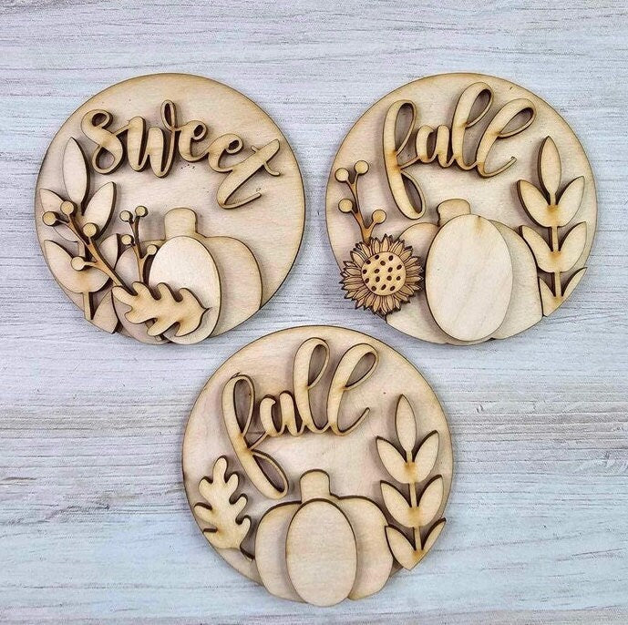 Sweet Fall Trio DIY Wood Paint Kit for 3 Circle Frame - Interchangeable Decor