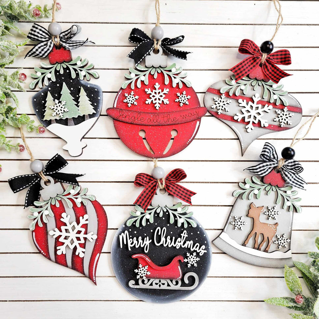 Wintery Christmas Ornament Set - DIY Wood Blanks for Painting