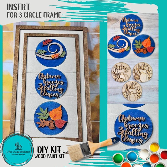 Autumn Breeze Trio DIY Wood Paint Kit for 3 Circle Frame - Interchangeable Decor