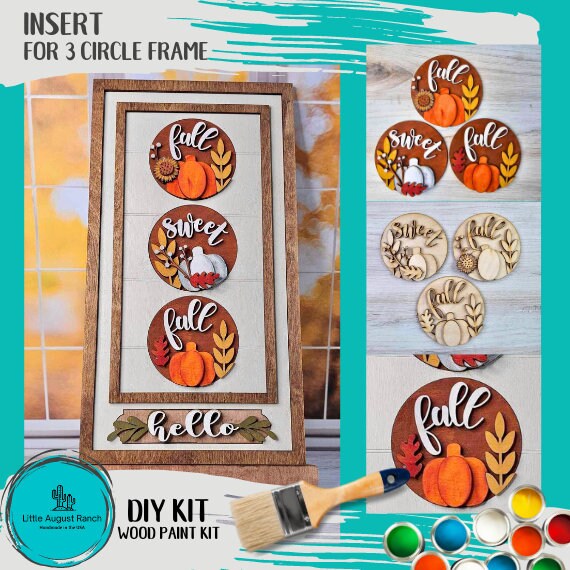 Sweet Fall Trio DIY Wood Paint Kit for 3 Circle Frame - Interchangeable Decor