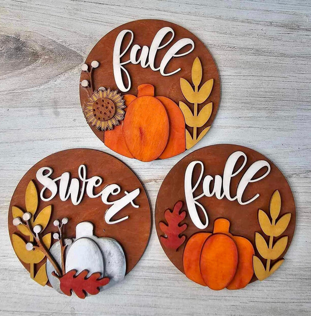 Sweet Fall Trio DIY Wood Paint Kit for 3 Circle Frame - Interchangeable Decor