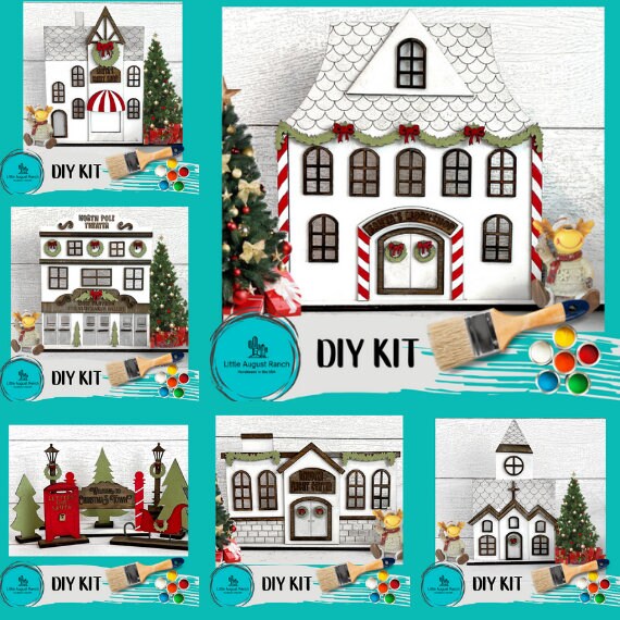 Christmas Town Bundle - Wood Blank Craft and Paint Kit