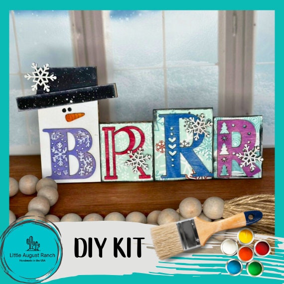 Winter Brrr Word Block - DIY Wood Blank Paint Kit