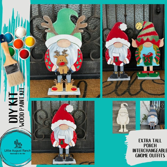 Tall Porch Christmas Outfits- DIY Interchangeable Gnome Wood Blanks