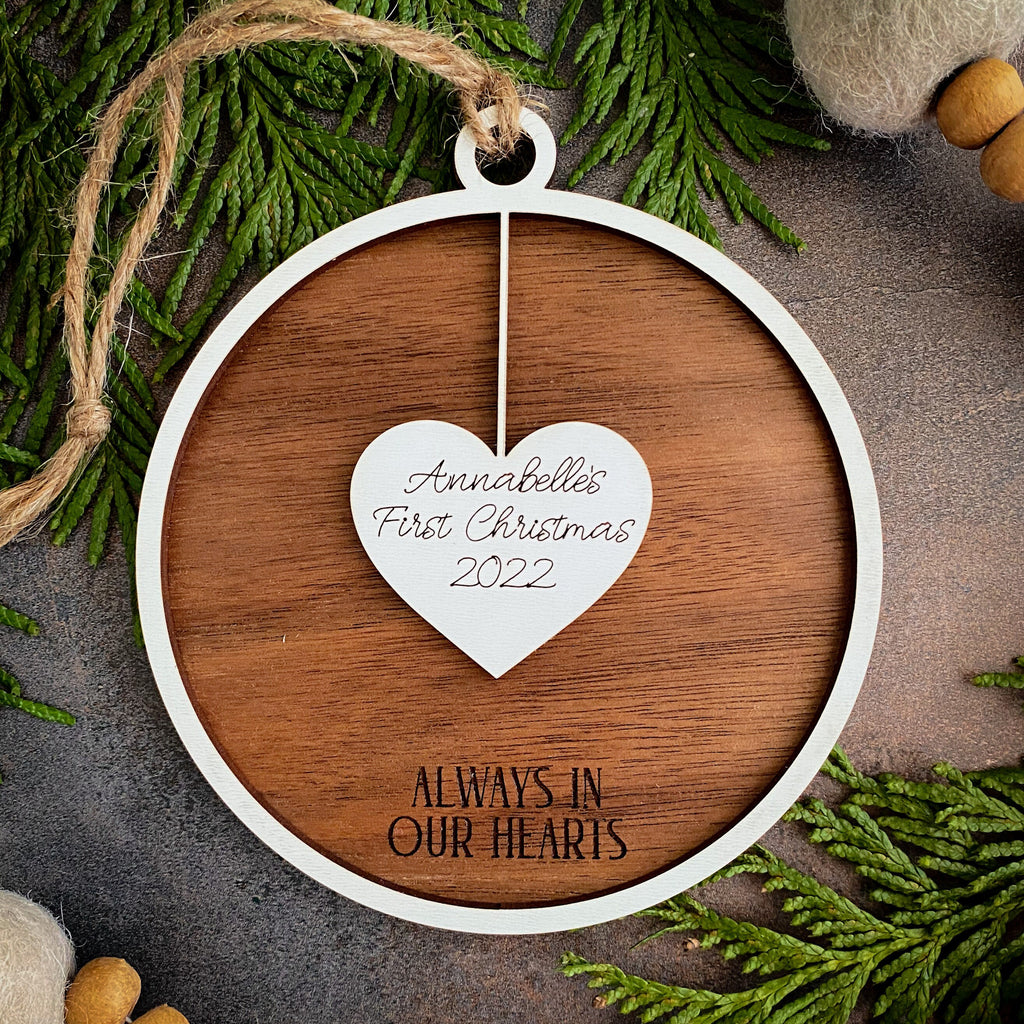 Personalized Hanging Heart Family Christmas Tree Ornament 2023 - Handcrafted Gift for Friends, Family, Grandma, Clubs