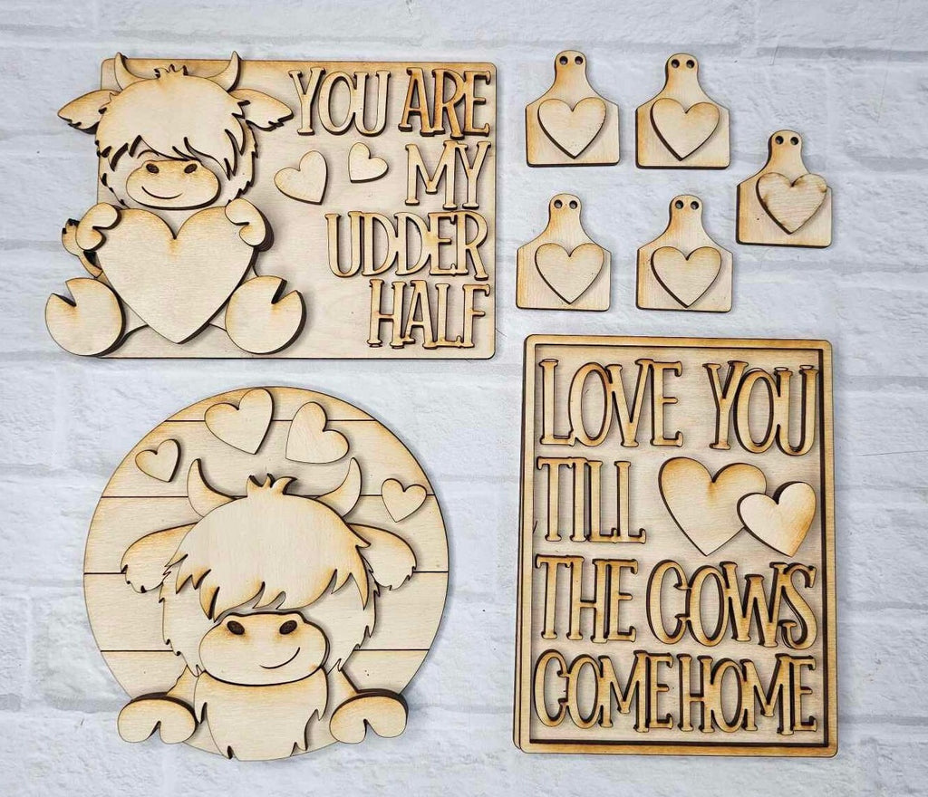 Highland Cow Valentine Tiered Tray DIY Ki - Quick and Easy Wood Blanks for Painting and Crafting