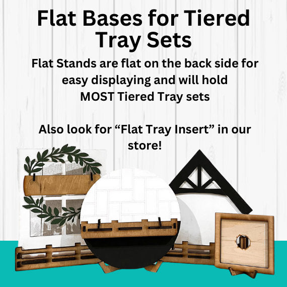 Gingerbread Tiered Tray Set with Banner - Flat Tiered Tray Holder for Display - Wood Blanks for Crafting and Painting