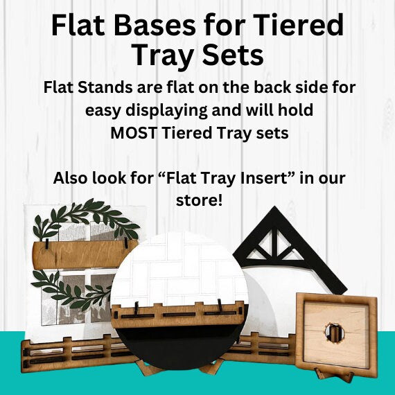 Classic Christmas Tiered Tray Set with Banner - Flat Tiered Tray Holder for Display - Wood Blanks for Crafting and Painting