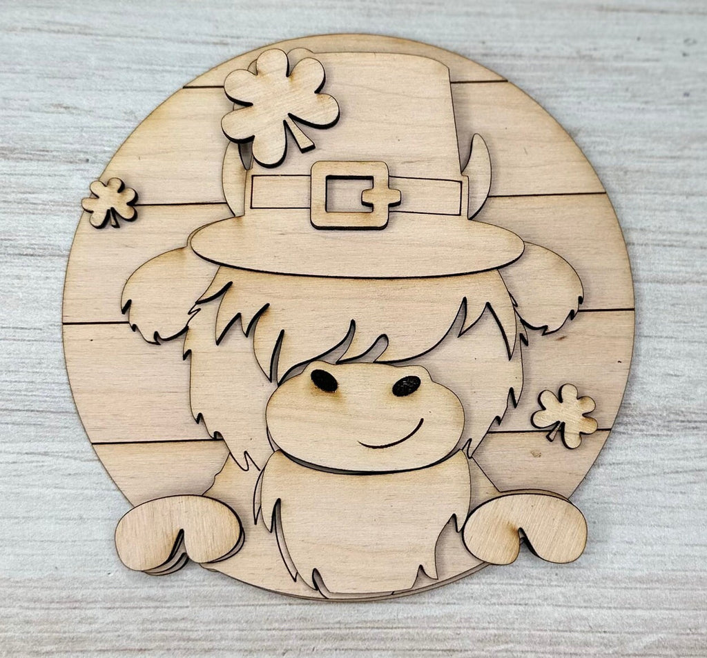 Highland Cow Patrick Tiered Tray DIY Kit - Quick and Easy Wood Blanks for Painting and Crafting