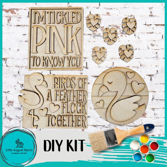 Flamingo Valentine Tiered Tray DIY Ki - Quick and Easy Wood Blanks for Painting and Crafting