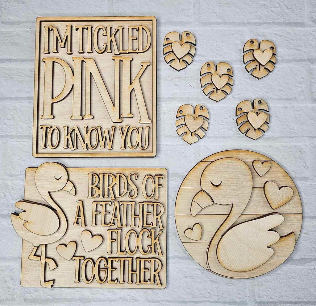 Flamingo Valentine Tiered Tray DIY Ki - Quick and Easy Wood Blanks for Painting and Crafting