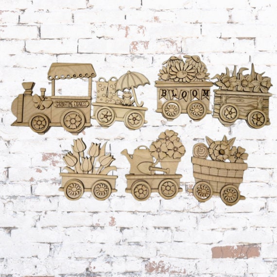 Spring Train Set - Wood Blanks for Crafting and Painting