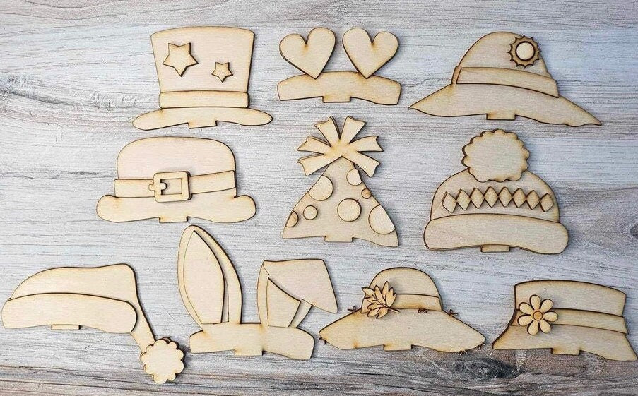 Frog, Animals with Interchangeable Hats - DIY Wood Blanks for Painting and Crafting