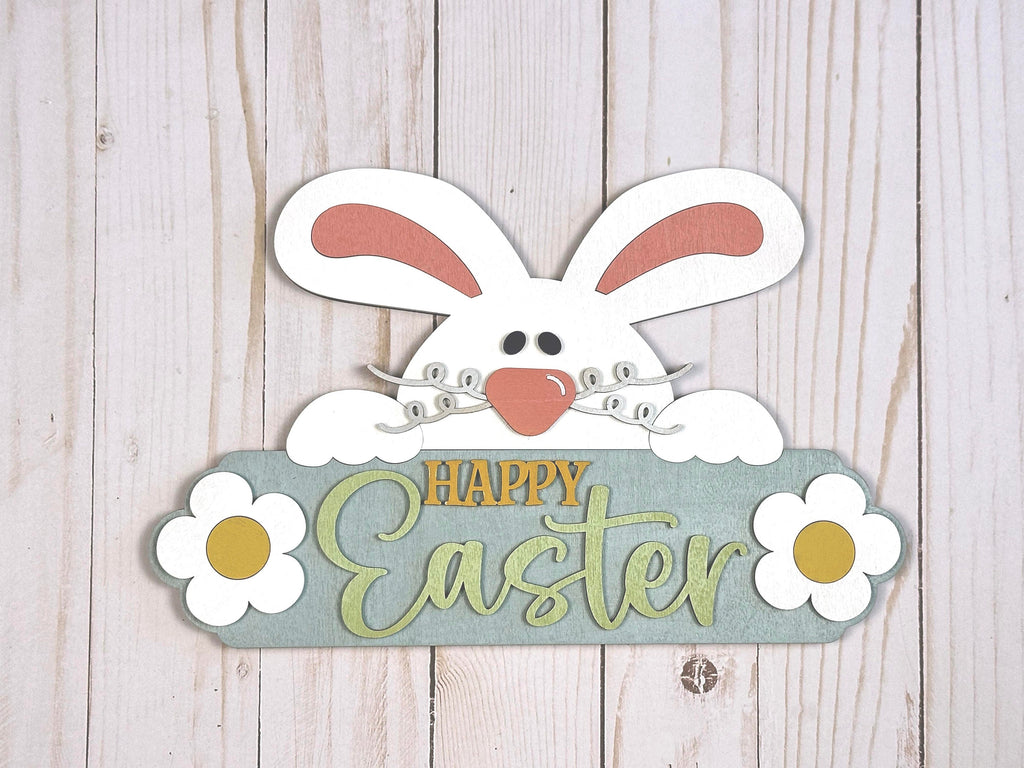 Happy Easter Bunny Shaped Door Hanger DIY Kit - Spring Paint Kit Wall Hanging