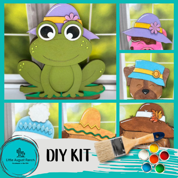 Frog, Animals with Interchangeable Hats - DIY Wood Blanks for Painting and Crafting