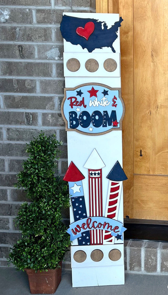 4th of July Rockets Add On Kit for Porch Leaner Toppers DIY Kit - Wood Blanks for Painting and Crafting