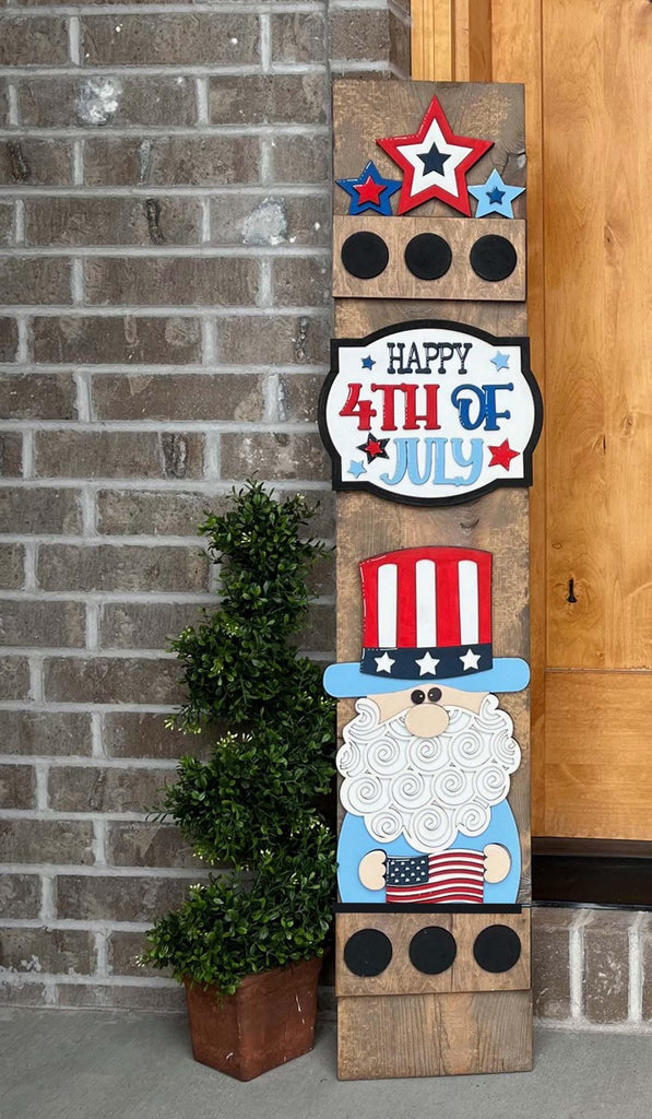 4th of July Gnome Add On Kit for Porch Leaner Toppers DIY Kit - Wood Blanks for Painting and Crafting