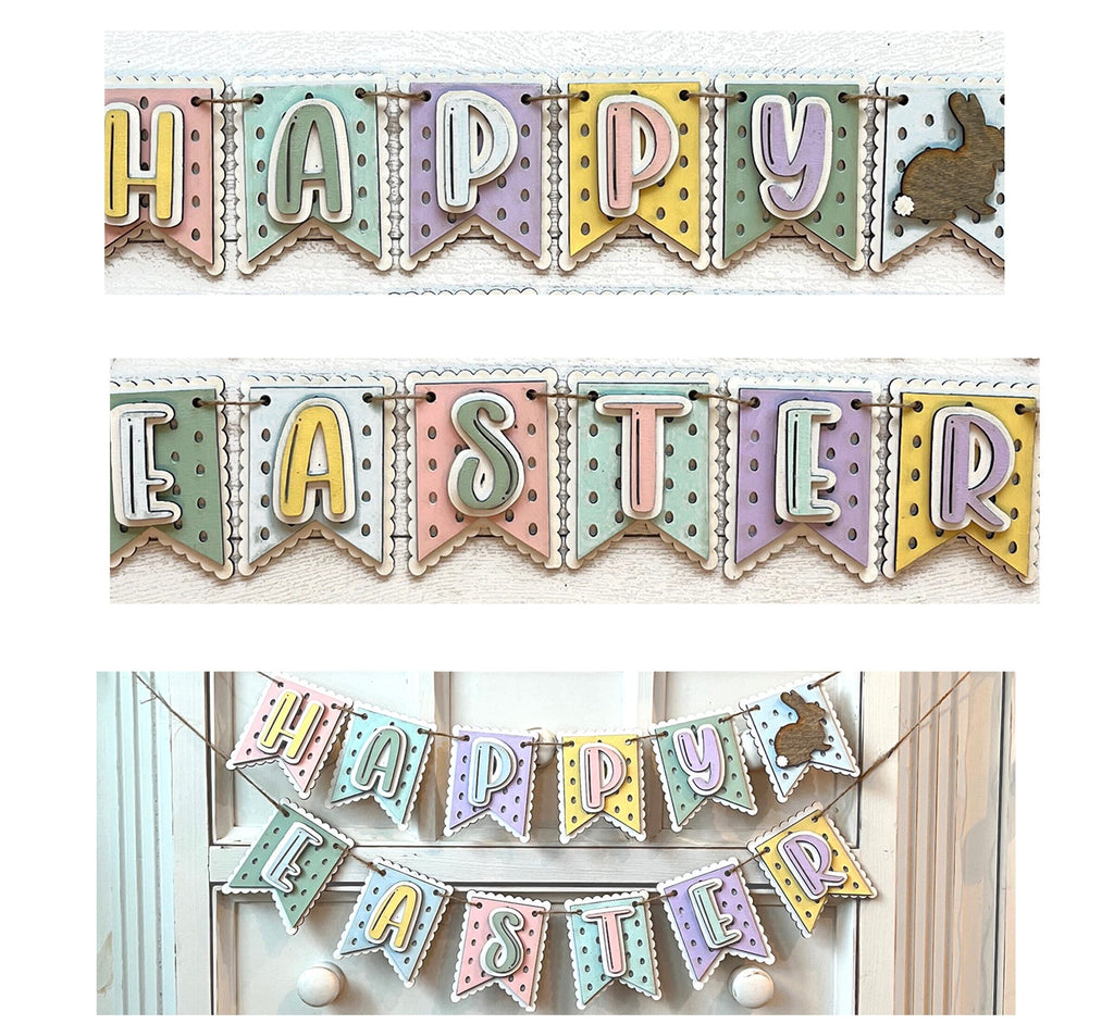 Easter Bunny Banner Banner DIY- Wood Blanks to Paint and Craft