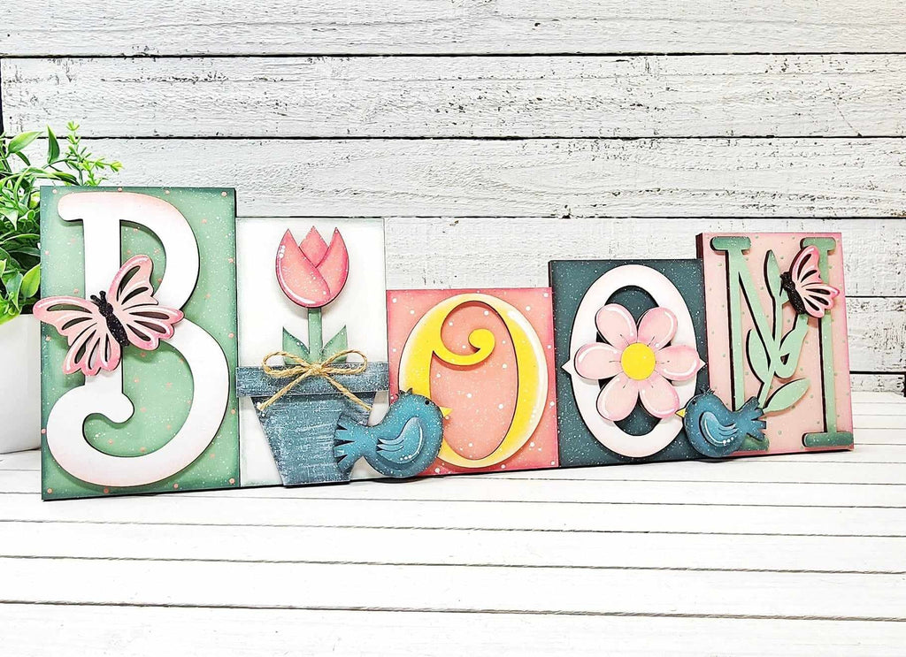 Bloom Self Standing Word Block - DIY Wood Blanks for Painting and Crafting