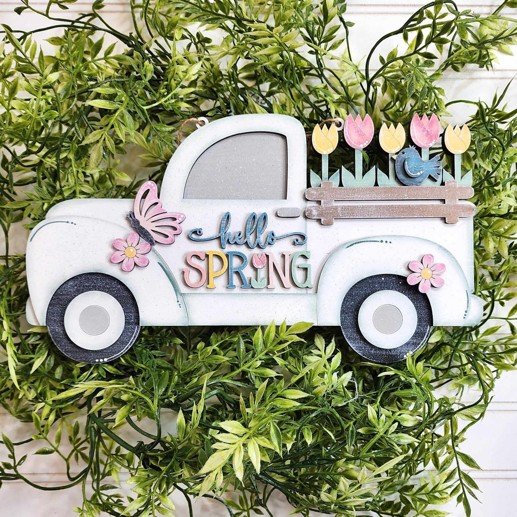 Hello Spring Sign Word Block - DIY Wood Blanks for Painting and Crafting 10.5" and 18"