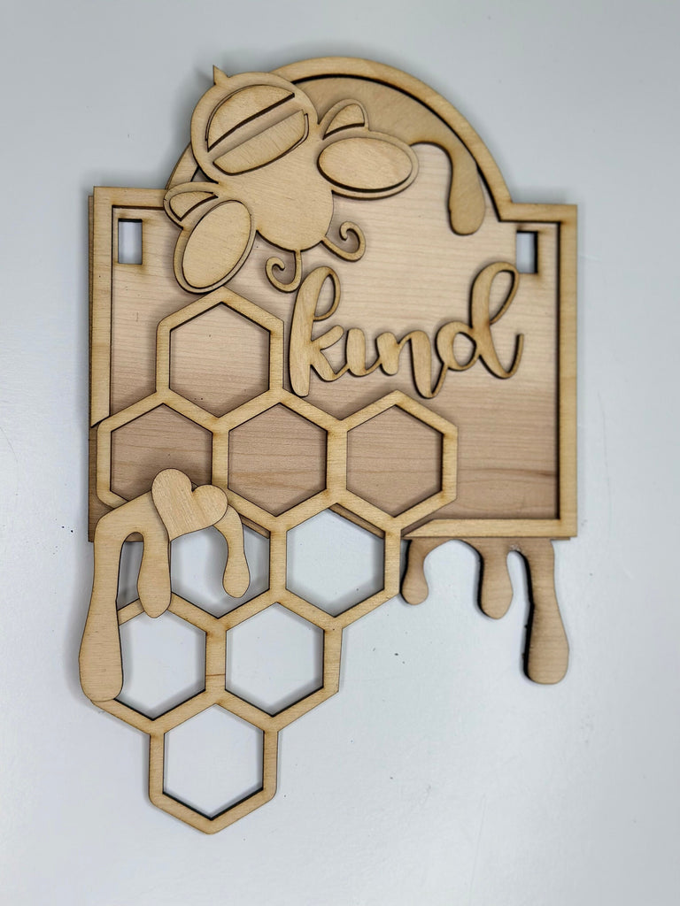 Honey Bee Insert for Interchangeable Tabletop Post and Door Bases - Wood Blanks for Painting and Crafting