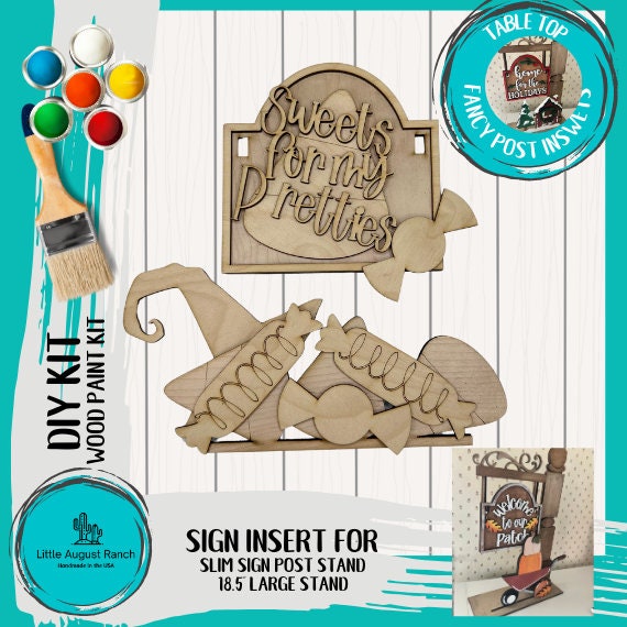 Halloween Candy Insert for Interchangeable Tabletop Post and Door Bases - Wood Blanks for Painting and Crafting