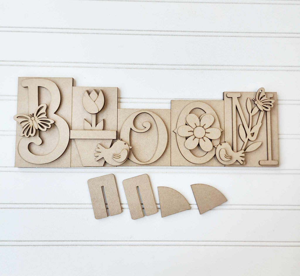 Bloom Self Standing Word Block - DIY Wood Blanks for Painting and Crafting