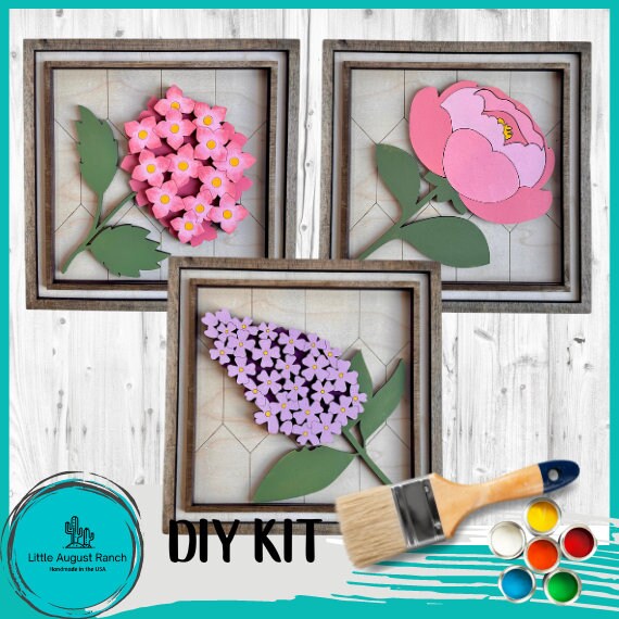 Floral Squares DIY Kit - Wood Blanks for Painting and Crafting