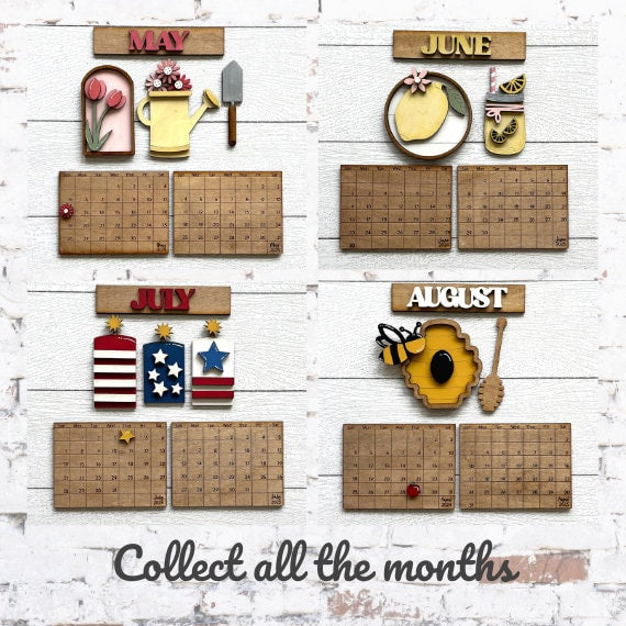 2026 Calendar Inserts – Interchangeable Calendar Base Refill | Monthly Wood Calendar Plaques (January–December)