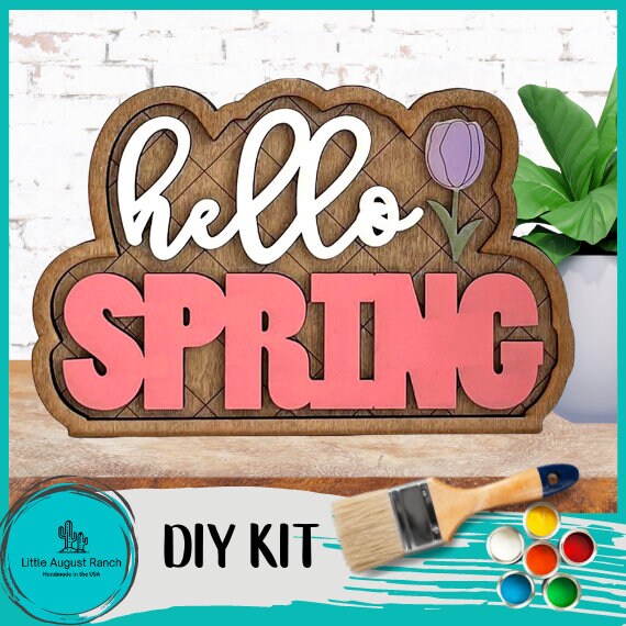 Spring Word Block - DIY Wood Blank Paint Kit