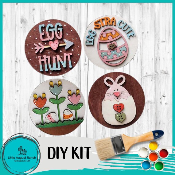 Easter Gnome Bunny Interchangeable Round Tiles - DIY Wood Blanks for Painting and Crafting