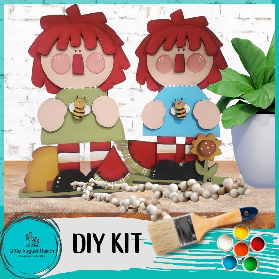 Annie Summertime Shelf Sitter Pair - Wood Blanks for Painting and Crafting