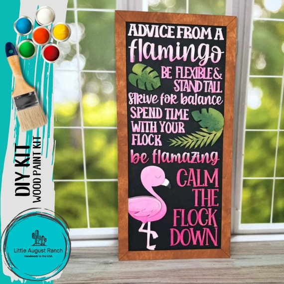 Advice from a Flamingo Word Collage - DIY Wood Black Kit for Painting and Crafting