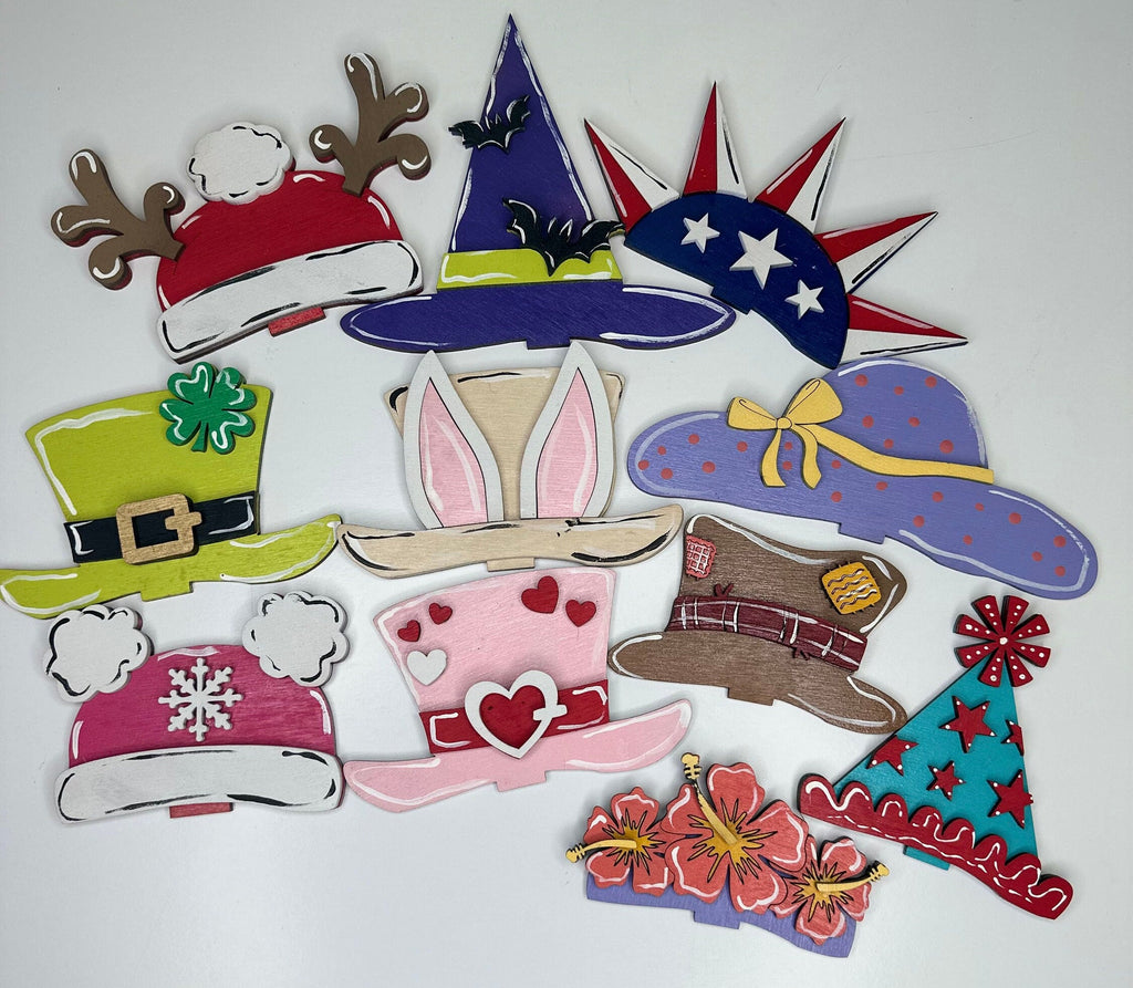 Hats Set 2 for our Animal Interchangeable Friends- DIY Wood Blanks for Painting and Crafting