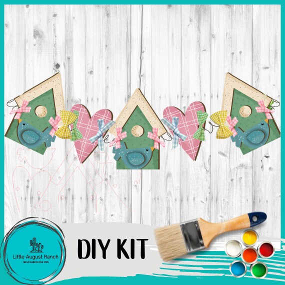 Spring Bird House Banner DIY- Wood Blanks to Paint and Craft