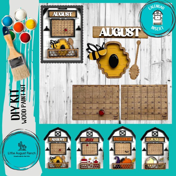 August 2024 Calendar Insert for our Interchangeable Base - DIY Wood Blanks for Painting and Crafting 2024